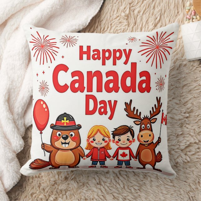 Celebrate Canada Joy Throw Pillow (Blanket)