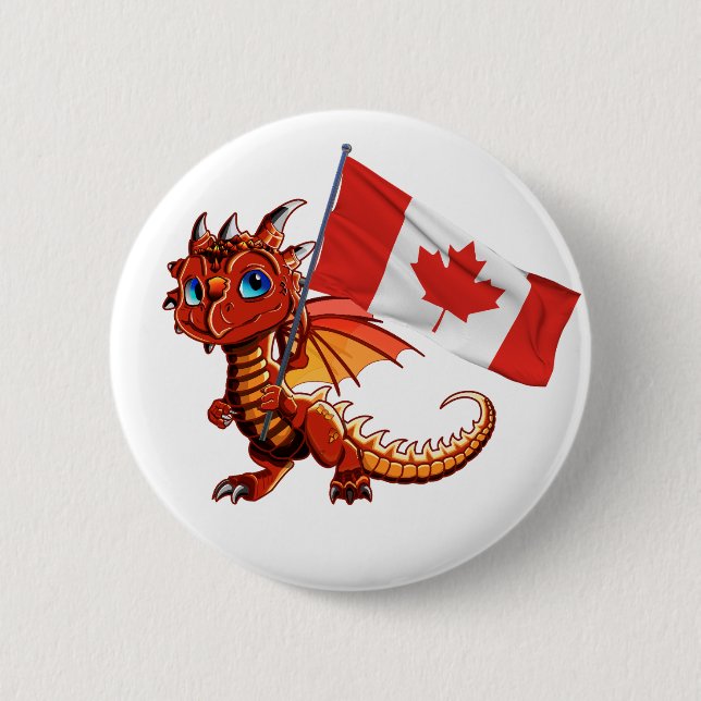 Celebrate Canada with a Proud to be a Canadian Dra 2 Inch Round Button (Front)