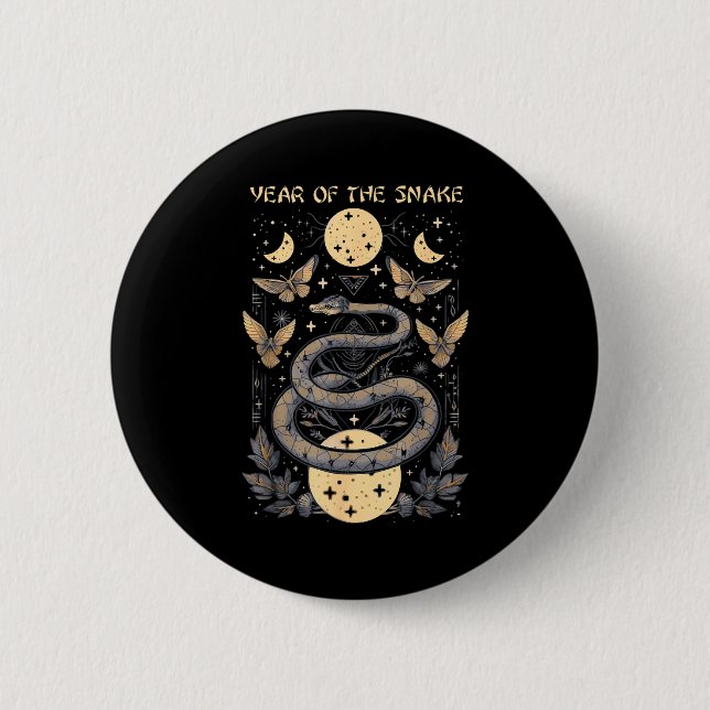 Celebrate Chinese New Year Of The Snake 2025 Moon  2 Inch Round Button (Front)