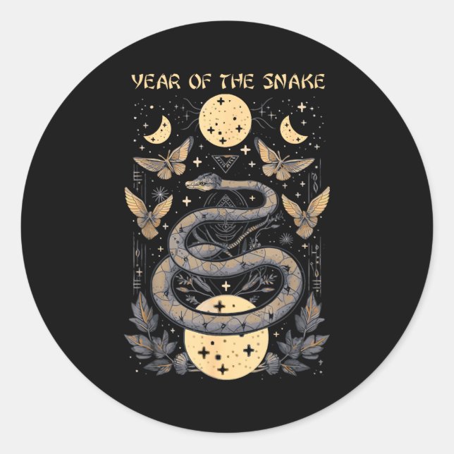 Celebrate Chinese New Year Of The Snake 2025 Moon  Classic Round Sticker (Front)