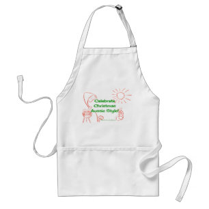 Celebrate Christmas Aussie Style! red/green Standard Apron