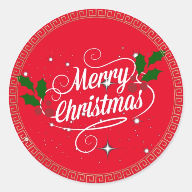 Celebrate Christmas, festive holiday colours, Classic Round Sticker (Front)