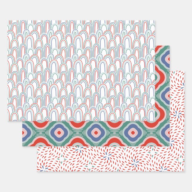Celebrate Christmas holiday rainbow swirl Wrapping Paper Sheet (Set)