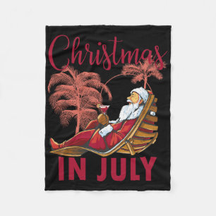 Celebrate Christmas In July Beach Santa Summer Chr Fleece Blanket
