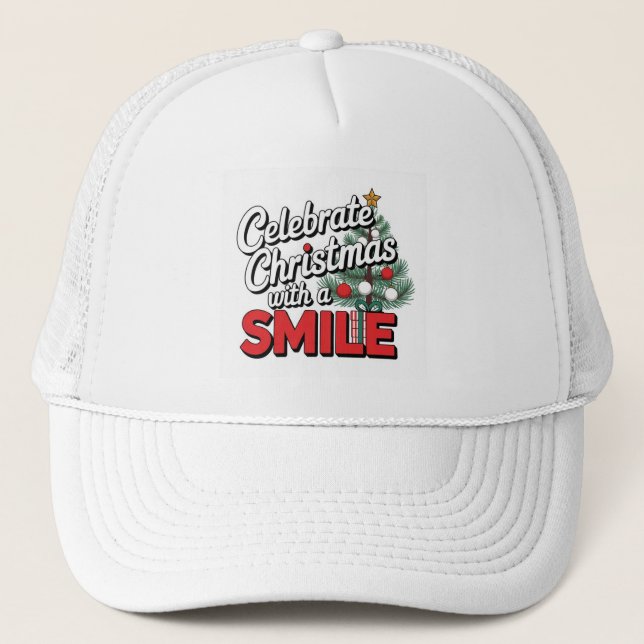 Celebrate Christmas with smile Trucker Hat (Front)