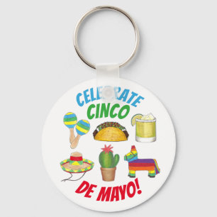 Celebrate Cinco de Mayo Fiesta Taco Piñata Cactus Keychain