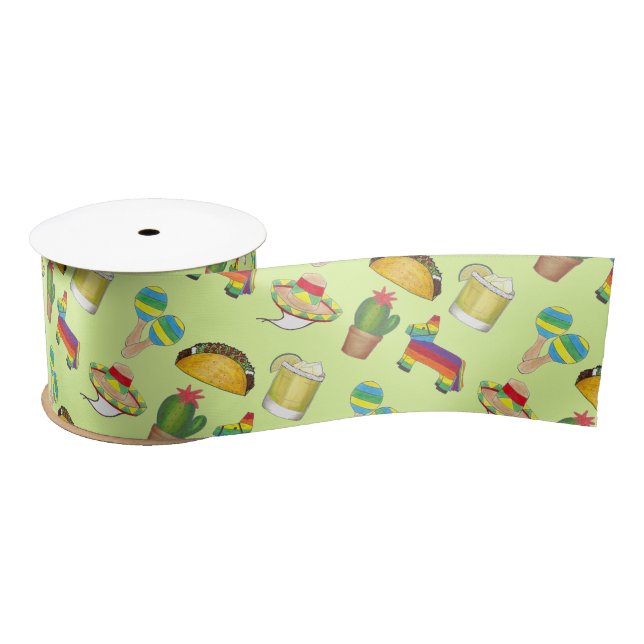 Celebrate Cinco de Mayo Fiesta Taco Piñata Cactus Satin Ribbon (Spool)