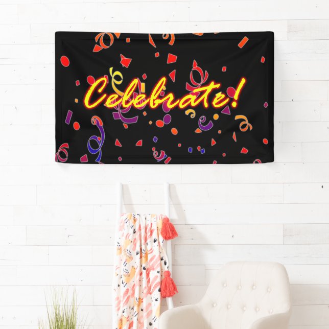 Celebrate Confetti Black Banner (Insitu)