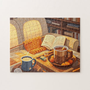 Celebrate cozy nights knitted blanket and warm jigsaw puzzle