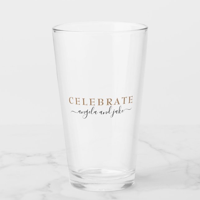 Celebrate Custom Names Wedding  Glass (Front)