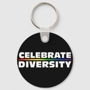 Celebrate Diversity Black Keychain