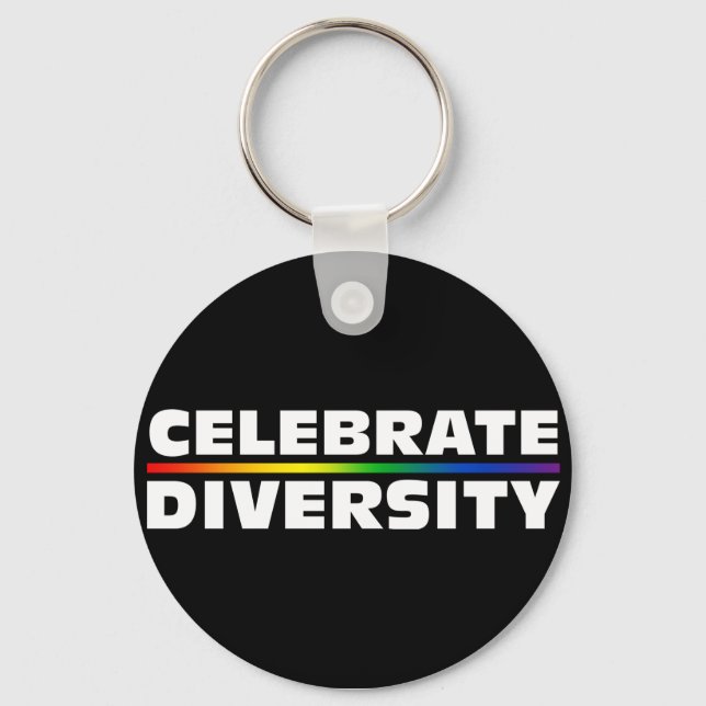 Celebrate Diversity Black Keychain (Front)