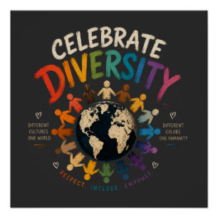 Celebrate Diversity   Different Cultures One World Poster