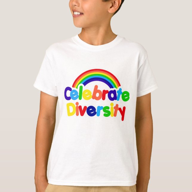 Celebrate Diversity Gay Pride Rainbow T-Shirt (Front)