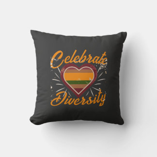 Celebrate Diversity Heart Gradient  Throw Pillow