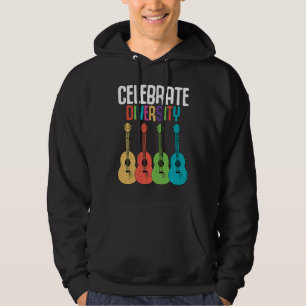 Celebrate Diversity  Ukulele Player Music  Graphic Hoodie