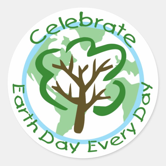 Celebrate Earth Day Every Day Design Classic Round Sticker (Front)