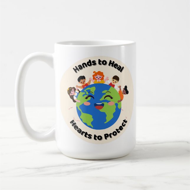 Celebrate Earth Day Mug with Kids & Smiling Globe (Left)