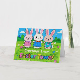 Celebrate Easter Colourful Bunnies  Foil Greeting Card
