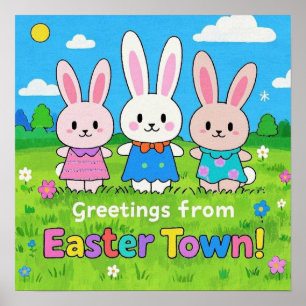 Celebrate Easter Colourful Bunnies  Poster