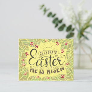 Celebrate Easter He Is Rising Yellow Sunny Easter Postcard