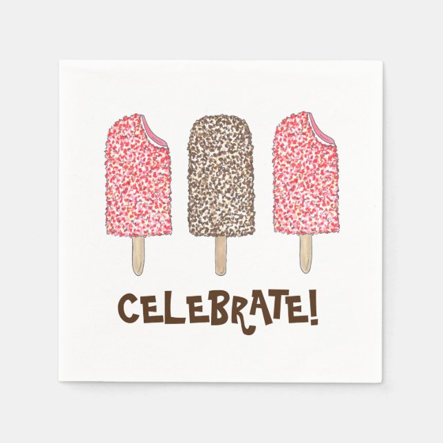 Celebrate! Eclair Ice Cream Popsicles Foodie Napkin (Front)