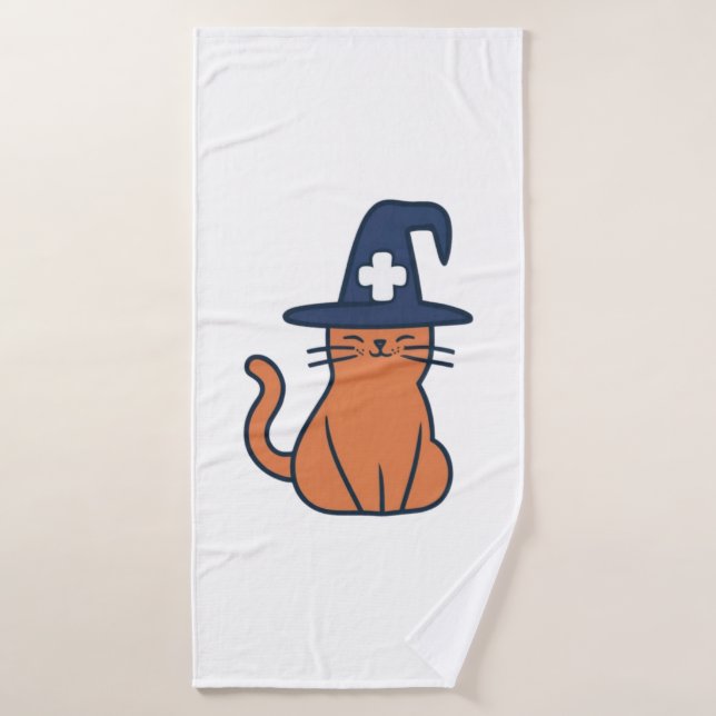 Celebrate Fall with a Feline Twist - One Spooky Nu Bath Towel (Bath Towel)