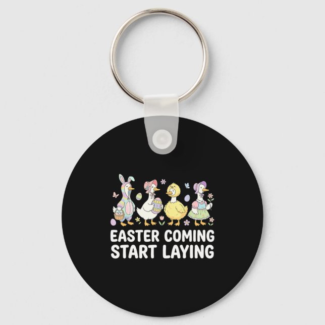Celebrate Girls Easter Geese And Silly Easter Cost Keychain (Front)