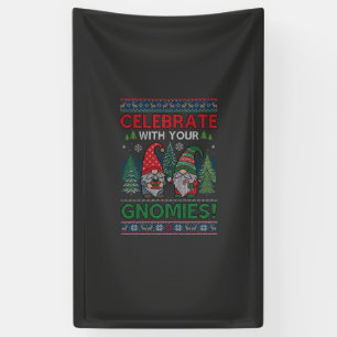Celebrate Gnomies Christmas Gnomes Trees Reindeer Banner
