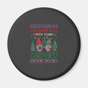 Celebrate Gnomies Christmas Gnomes Trees Reindeer Magnet