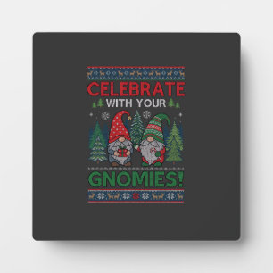 Celebrate Gnomies Christmas Gnomes Trees Reindeer Plaque