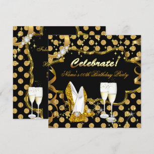 Celebrate Gold Faux Foil Polka Dot High Heel Party Invitation
