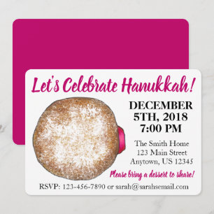 Celebrate Hanukkah Jelly Doughnut Jewish Holidays Invitation