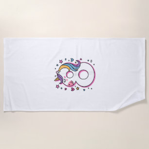 Celebrate Happy 8 Years Old Birthday Party For Gir Beach Towel