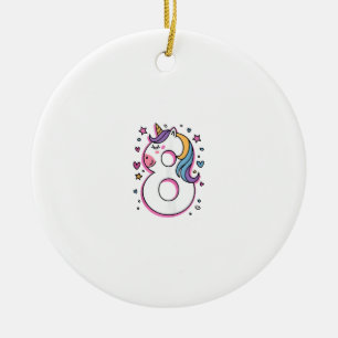 Celebrate Happy 8 Years Old Birthday Party For Gir Ceramic Ornament