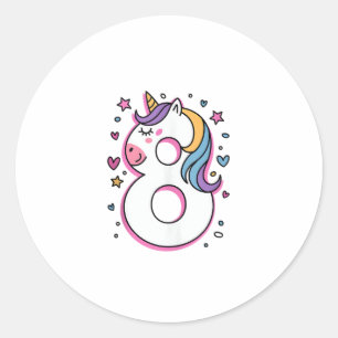 Celebrate Happy 8 Years Old Birthday Party For Gir Classic Round Sticker