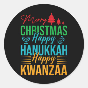 Celebrate Happy Merry Christmas Happy Hanukkah Hap Classic Round Sticker