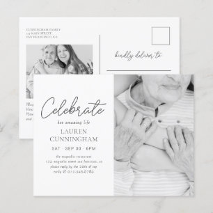 Celebrate Her Amazing Life Simple Modern Photo Postcard