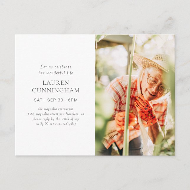 Celebrate Her Life Modern Simple Minimalist Photo Postcard (Front)