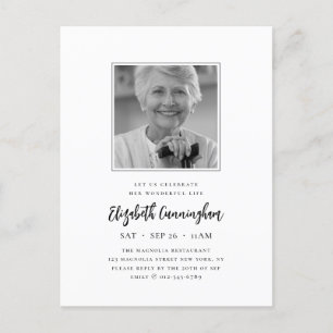Celebrate Her Wonderful Life Modern Memorial Photo Invitation Postcard