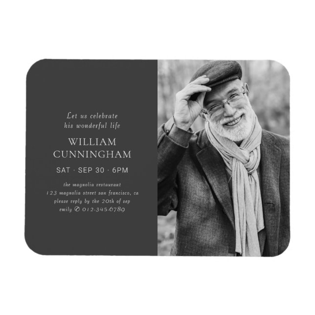 Celebrate His Life Modern Simple Minimalist Photo Magnet (Horizontal)