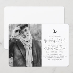 Celebrate His Wonderful Life Memorial Modern Photo Invitation