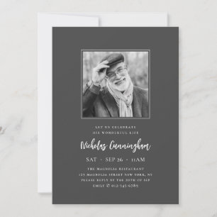 Celebrate His Wonderful Life Modern Memorial Photo Invitation
