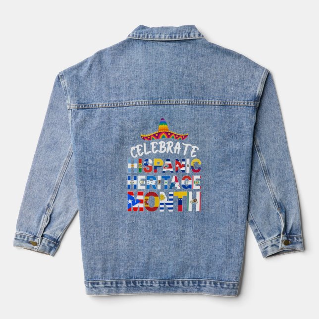 Celebrate HISPANIC HERITAGE MONTH Flags Denim Jacket (Back)