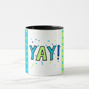 Celebrate I Yay I Grateful - Dots Blue Green Mug
