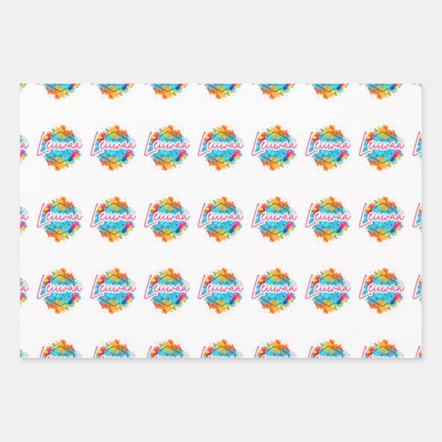 Celebrate in Style with Leiiwaa Vibes 🌺 Wrapping Paper Sheet (Front)