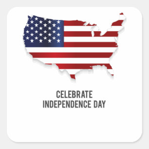 Celebrate Independence Day USA Flag Square Sticker
