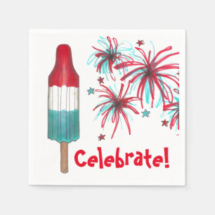 Celebrate! July 4th Patriotic Rocket Pop Popsicle Napkin
