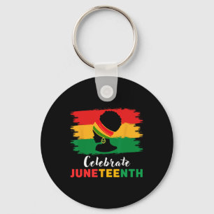 Celebrate Juneteenth Black Women Messy Bun 1865 Em Keychain
