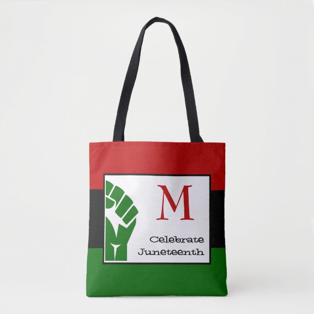 CELEBRATE JUNETEENTH Customizable MONOGRAM Tote Bag (Front)
